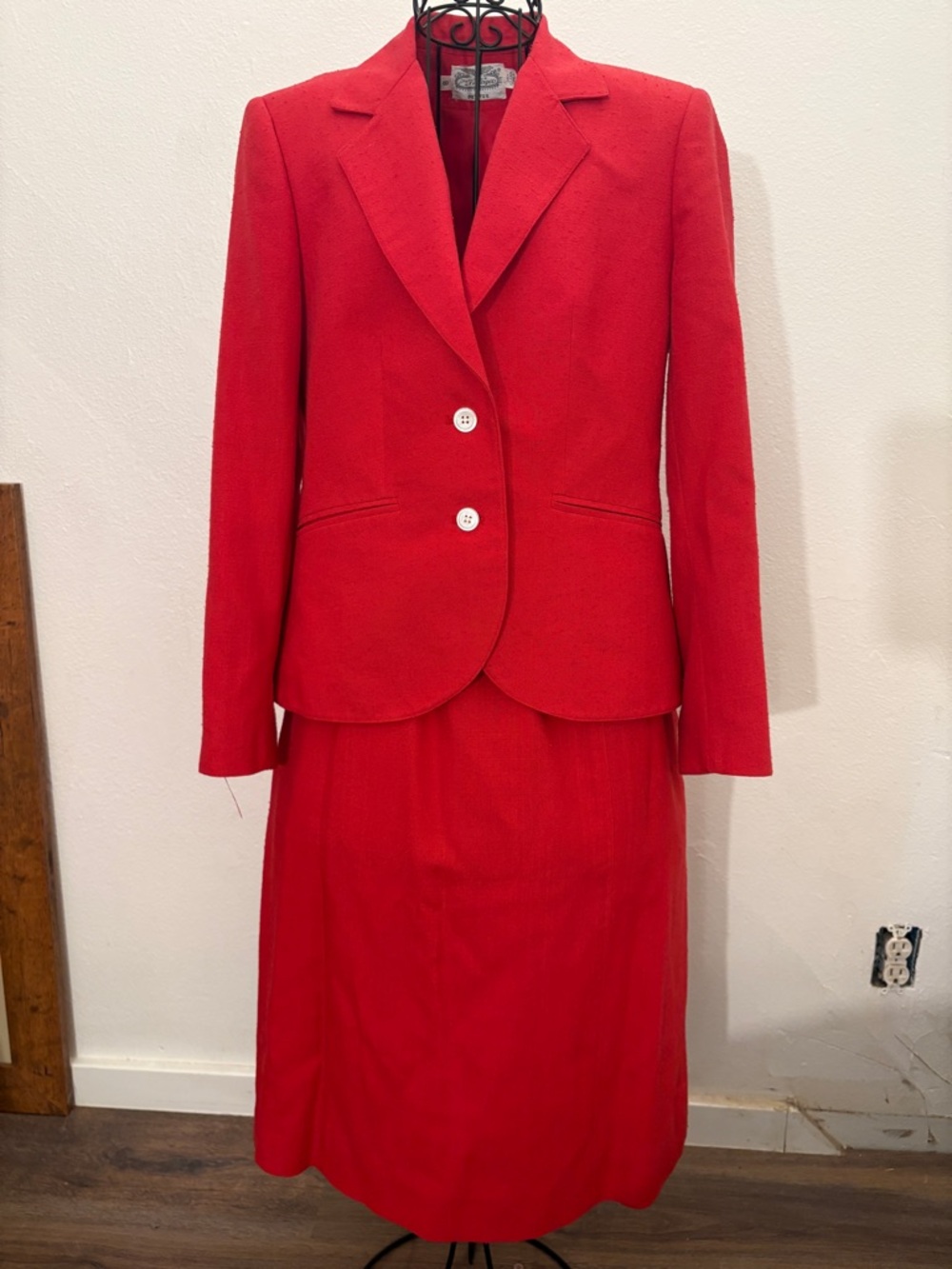 Classic Vintage Red Two-Piece Skirt Suit